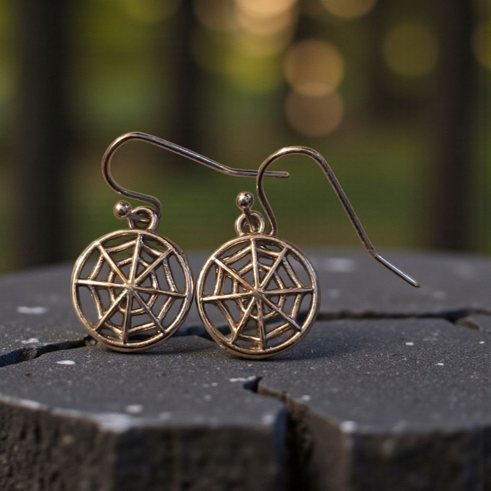 Silver-tone Spider Web Drop Earrings